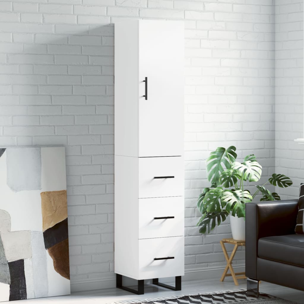 Hoge Kast 34,5X34X180 Cm Bewerkt Hout Wit