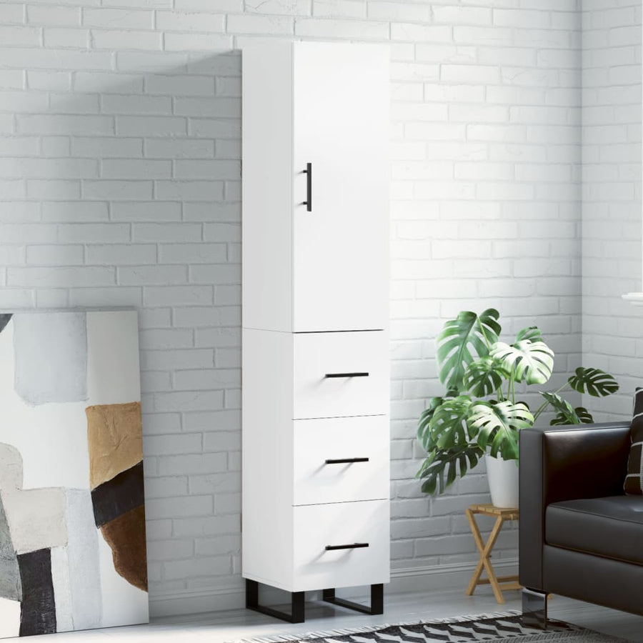 Hoge Kast 34,5X34X180 Cm Bewerkt Hout Wit