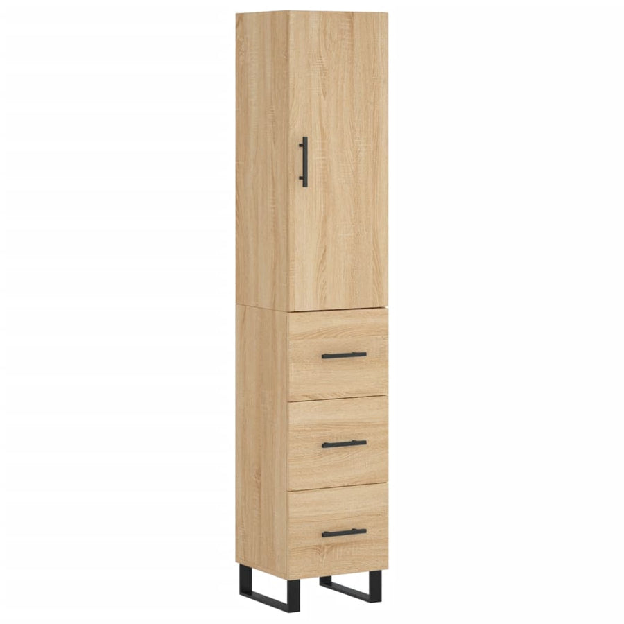 Hoge kast 34,5x34x180 cm bewerkt hout sonoma eikenkleurig