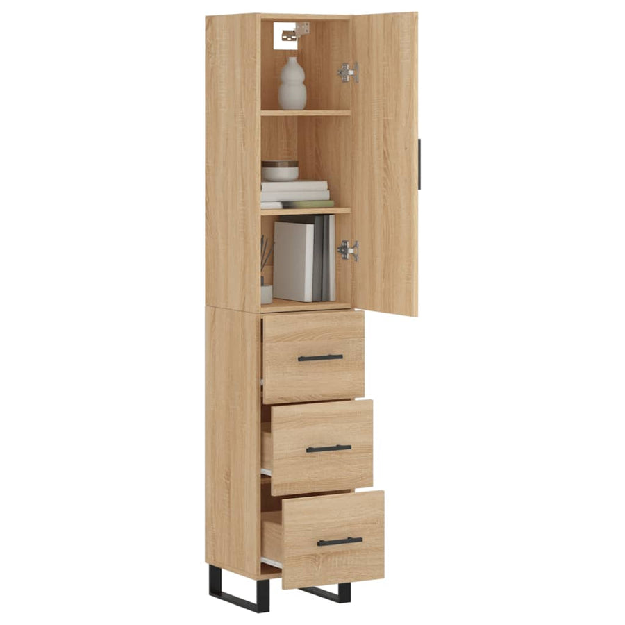 Hoge kast 34,5x34x180 cm bewerkt hout sonoma eikenkleurig