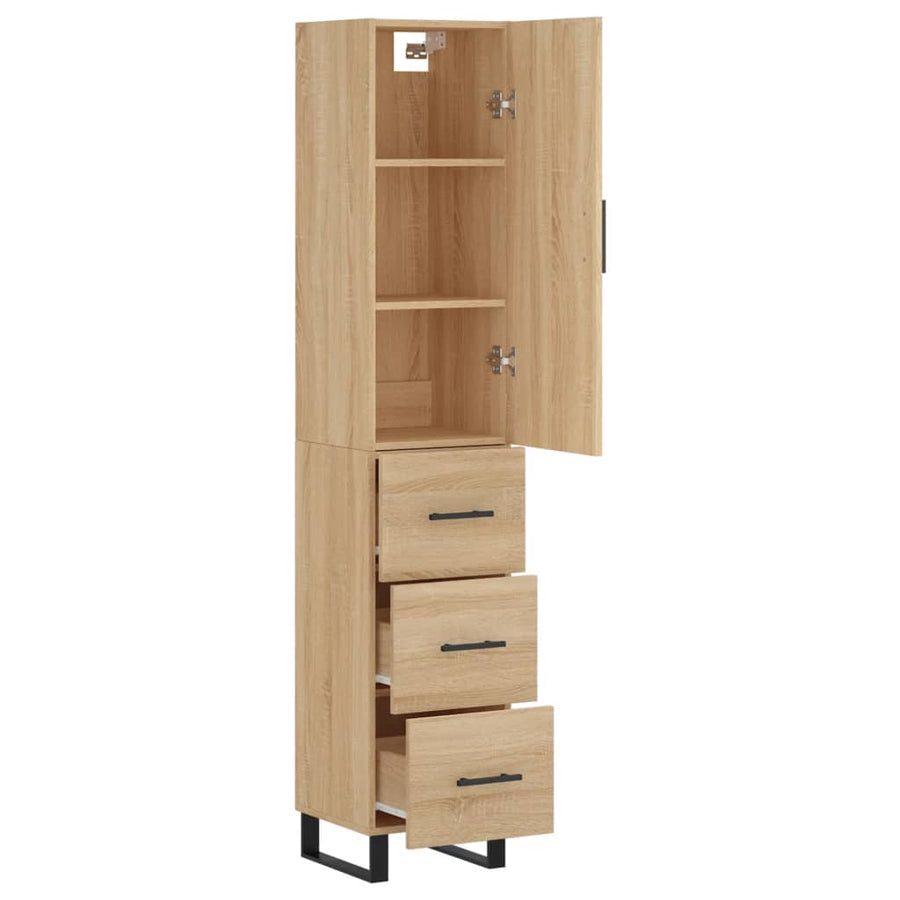 Hoge kast 34,5x34x180 cm bewerkt hout sonoma eikenkleurig