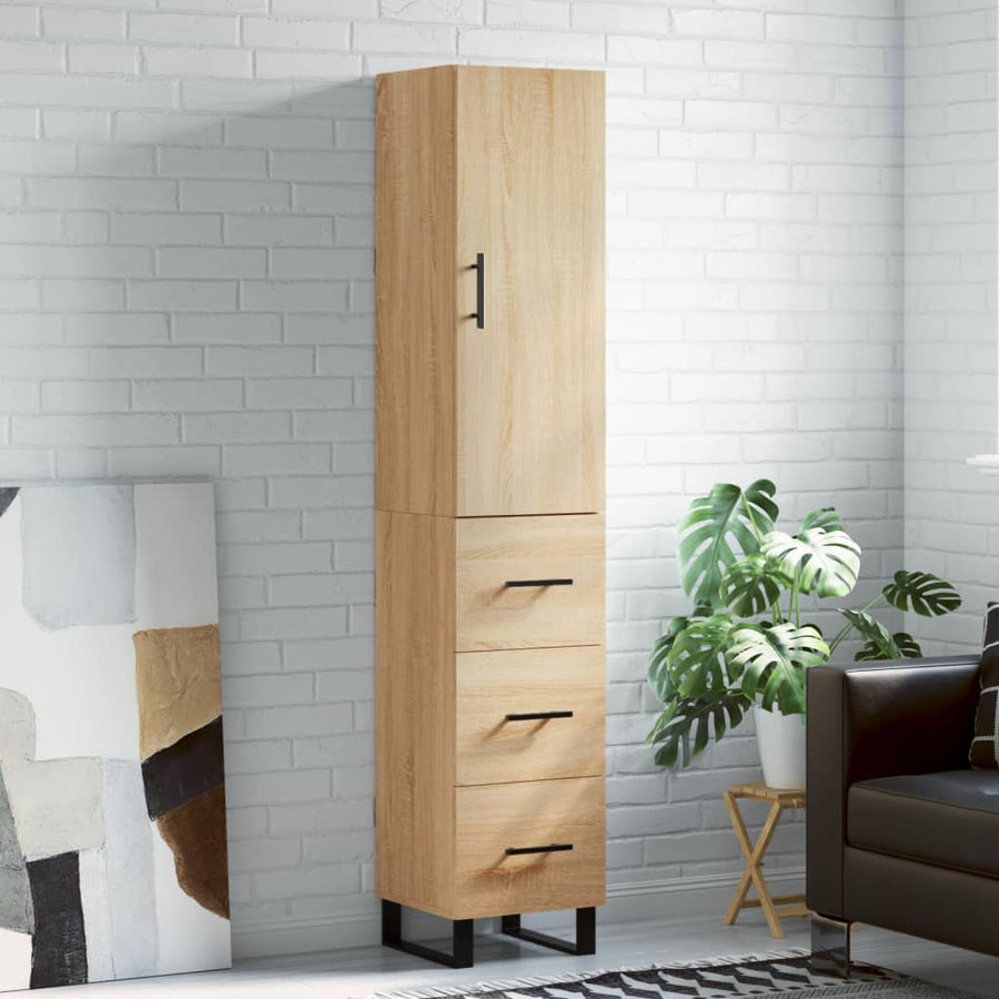 Hoge kast 34,5x34x180 cm bewerkt hout sonoma eikenkleurig