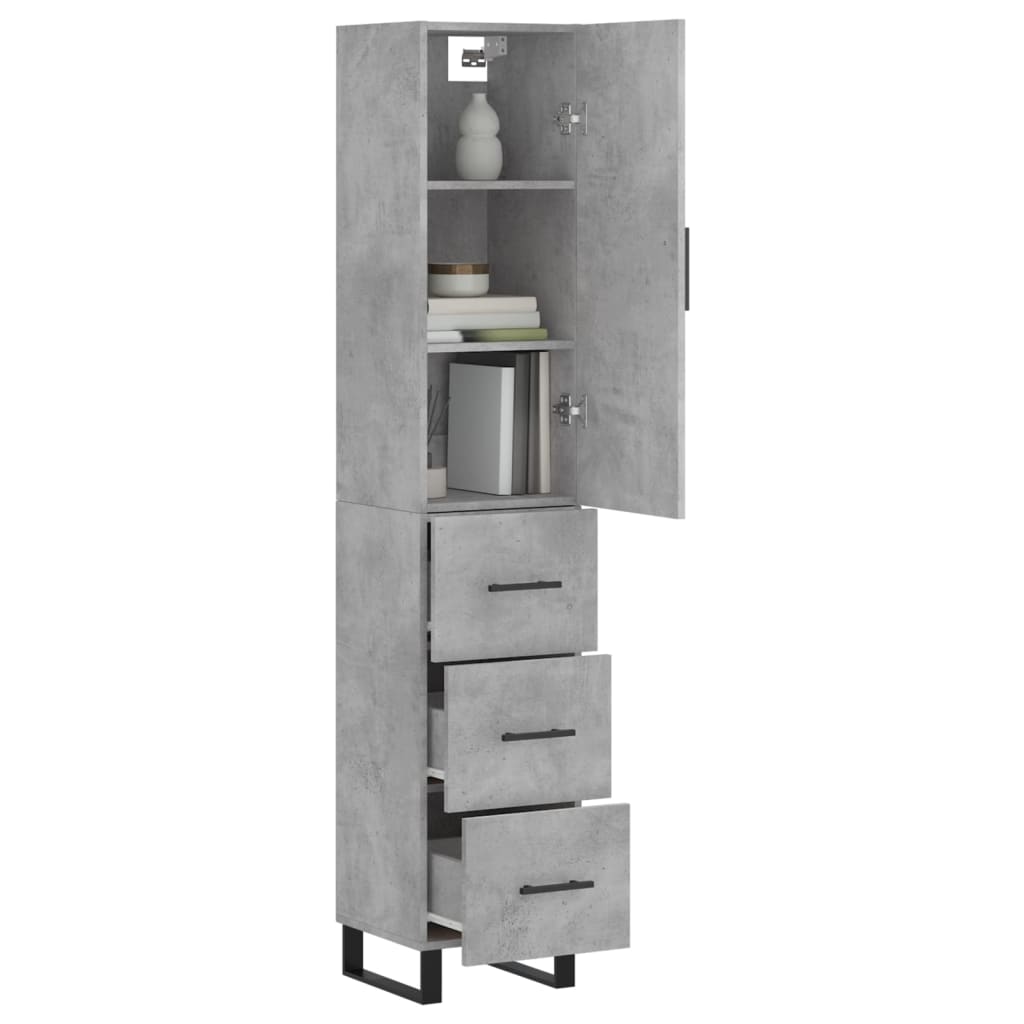 Hoge Kast 34,5X34X180 Cm Bewerkt Hout Betongrijs