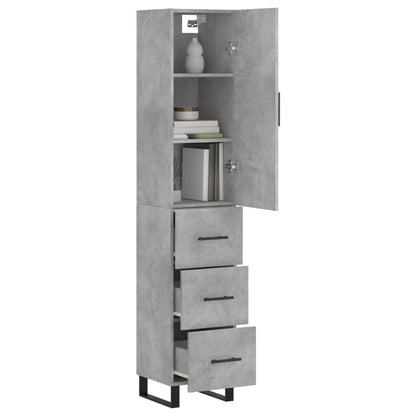 Hoge Kast 34,5X34X180 Cm Bewerkt Hout Betongrijs