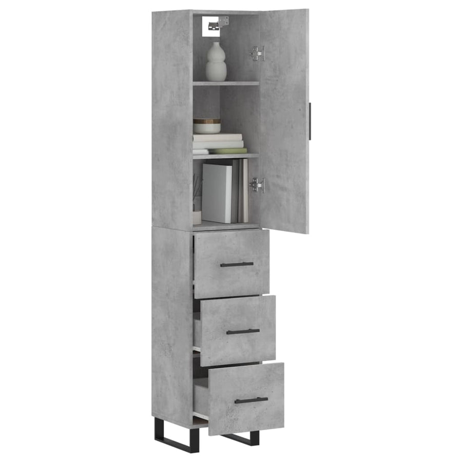 Hoge Kast 34,5X34X180 Cm Bewerkt Hout Betongrijs