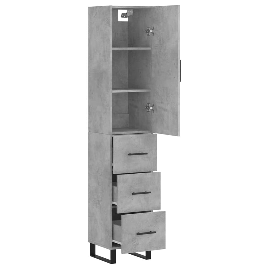 Hoge Kast 34,5X34X180 Cm Bewerkt Hout Betongrijs