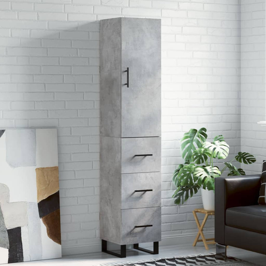 Hoge Kast 34,5X34X180 Cm Bewerkt Hout Betongrijs