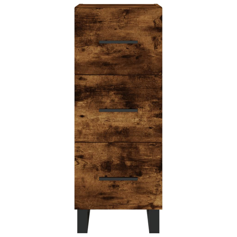 Hoge Kast 34,5X34X180 Cm Bewerkt Hout Gerookt Eikenkleurig
