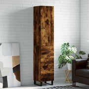 Hoge kast 34,5x34x180 cm bewerkt hout gerookt eiken