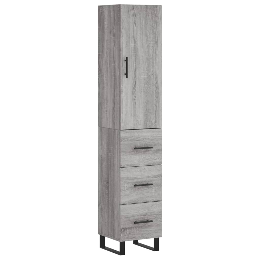 Hoge Kast 34,5X34X180 Cm Bewerkt Hout Eikenkleurig Grijs sonoma