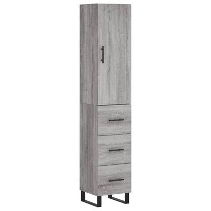 Hoge Kast 34,5X34X180 Cm Bewerkt Hout Eikenkleurig Grijs sonoma