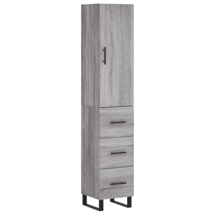 Hoge Kast 34,5X34X180 Cm Bewerkt Hout Eikenkleurig Grijs sonoma