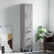 Hoge kast 34,5x34x180 cm bewerkt hout grijs
