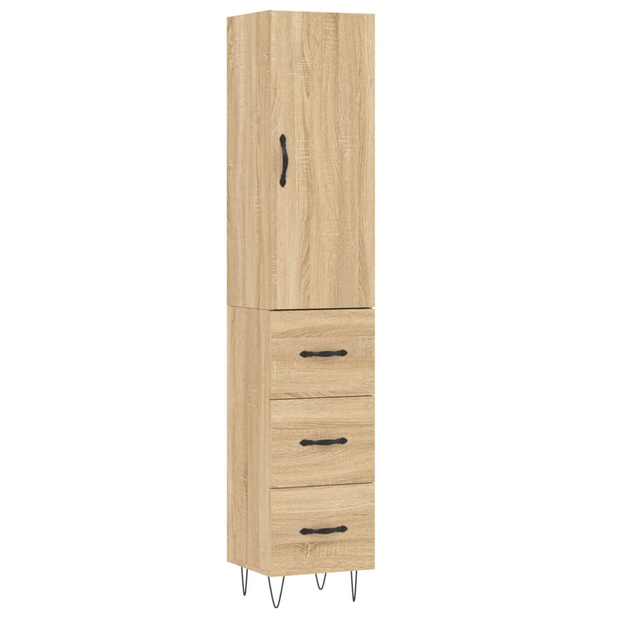Hoge kast 34,5x34x180 cm bewerkt hout sonoma eikenkleurig