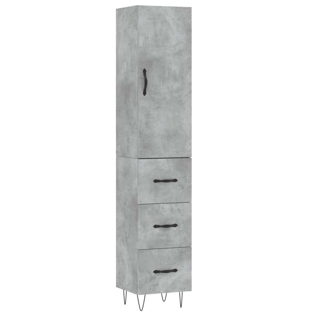 Hoge Kast 34,5X34X180 Cm Bewerkt Hout Betongrijs