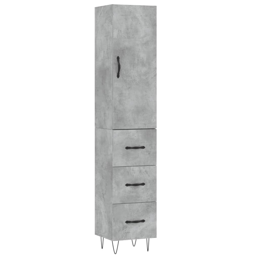 Hoge Kast 34,5X34X180 Cm Bewerkt Hout Betongrijs