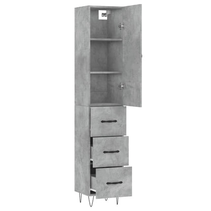 Hoge Kast 34,5X34X180 Cm Bewerkt Hout Betongrijs