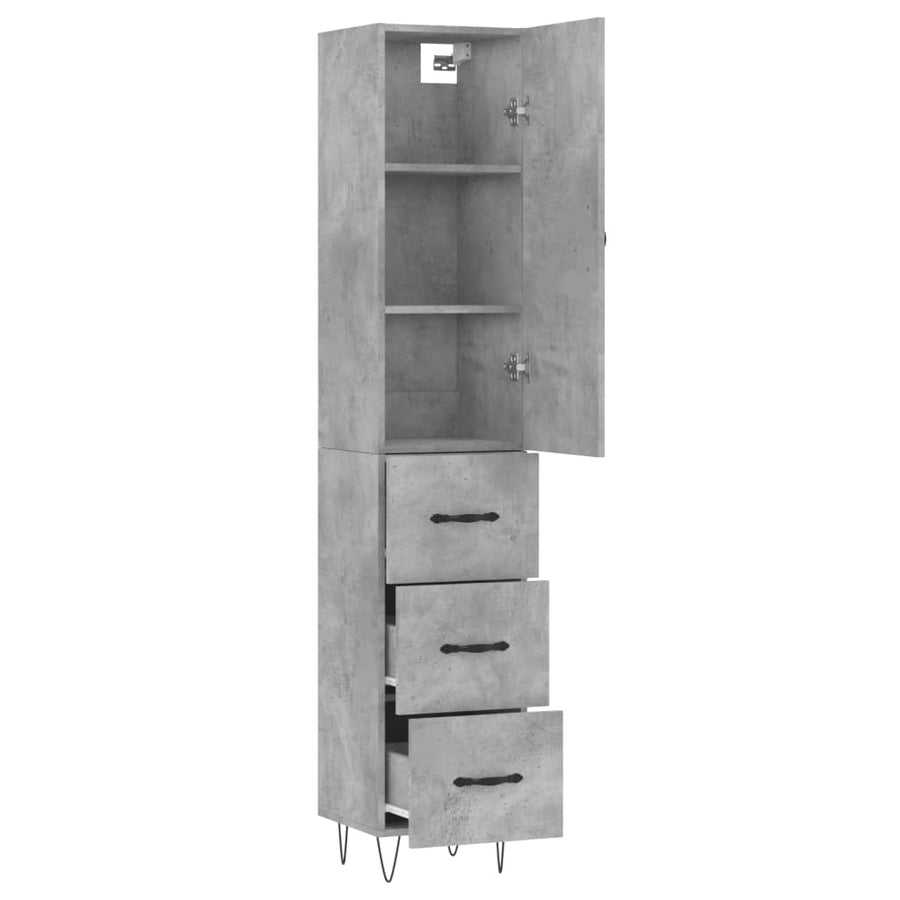 Hoge Kast 34,5X34X180 Cm Bewerkt Hout Betongrijs
