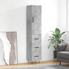 Hoge kast 34,5x34x180 cm bewerkt hout betongrijs