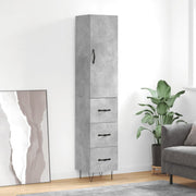 Hoge kast 34,5x34x180 cm bewerkt hout betongrijs