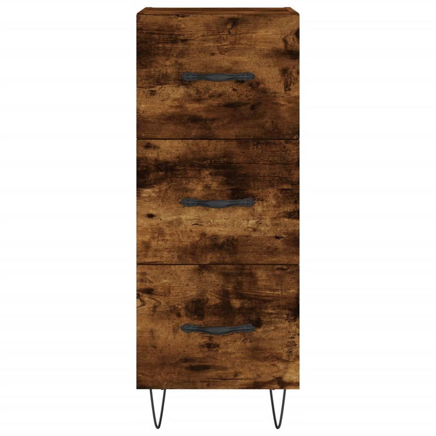 Hoge Kast 34,5X34X180 Cm Bewerkt Hout Gerookt Eikenkleurig