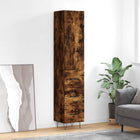 Hoge kast 34,5x34x180 cm bewerkt hout gerookt eiken