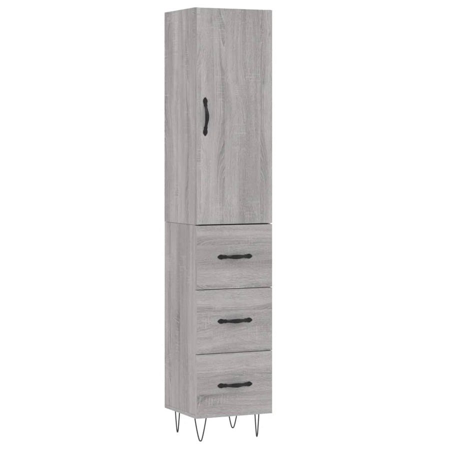 Hoge Kast 34,5X34X180 Cm Bewerkt Hout Grijs Sonoma Eikenkleurig