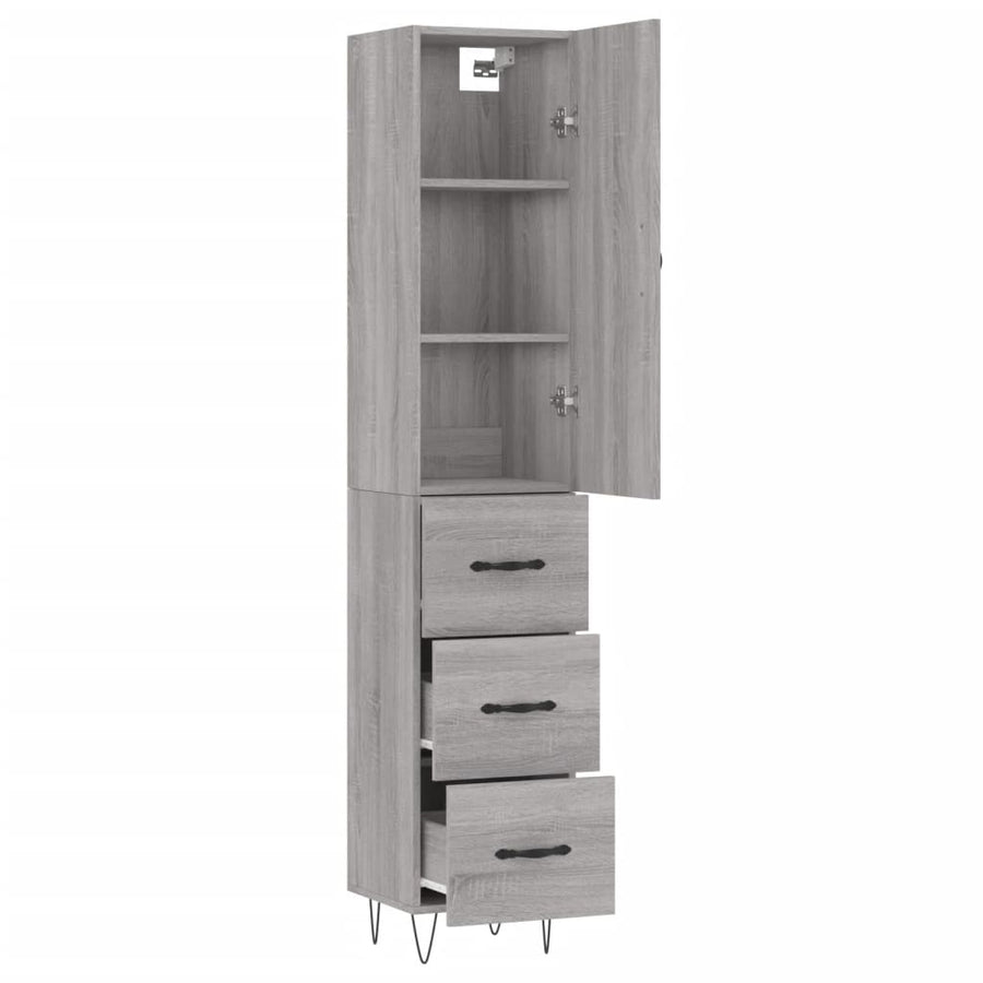 Hoge Kast 34,5X34X180 Cm Bewerkt Hout Grijs Sonoma Eikenkleurig