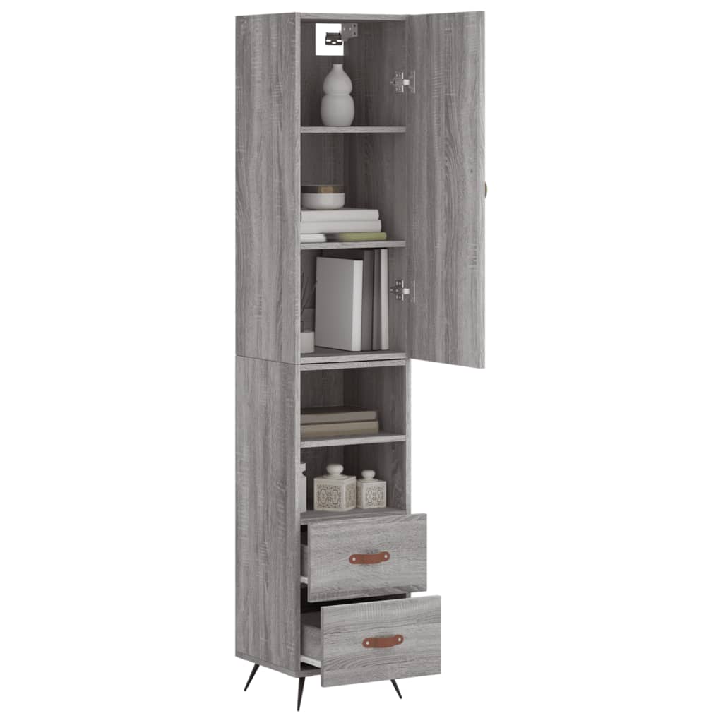 Hoge Kast 34,5X34X180 Cm Bewerkt Hout Grijs Sonoma Eikenkleurig
