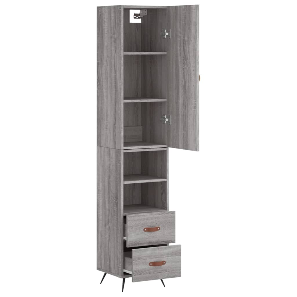 Hoge Kast 34,5X34X180 Cm Bewerkt Hout Grijs Sonoma Eikenkleurig
