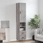 Hoge kast 34,5x34x180 cm bewerkt hout grijs
