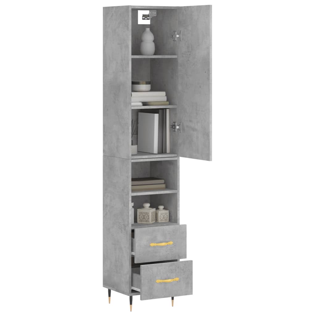 Hoge Kast 34,5X34X180 Cm Bewerkt Hout Betongrijs