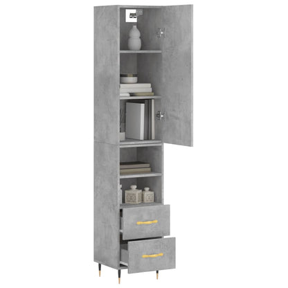 Hoge Kast 34,5X34X180 Cm Bewerkt Hout Betongrijs