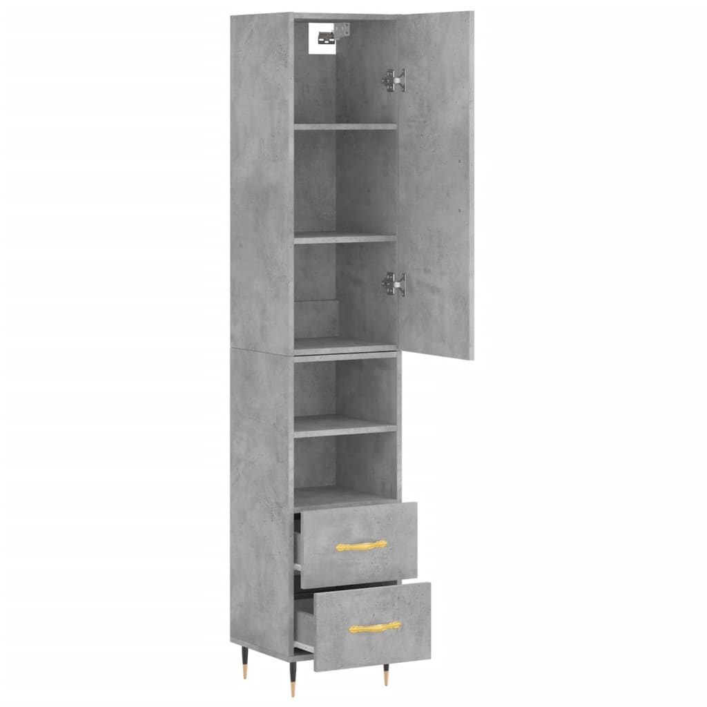 Hoge Kast 34,5X34X180 Cm Bewerkt Hout Betongrijs