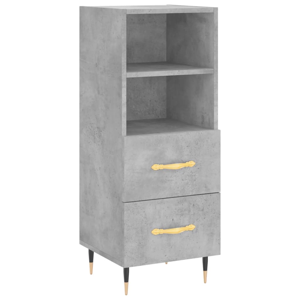Hoge Kast 34,5X34X180 Cm Bewerkt Hout Betongrijs