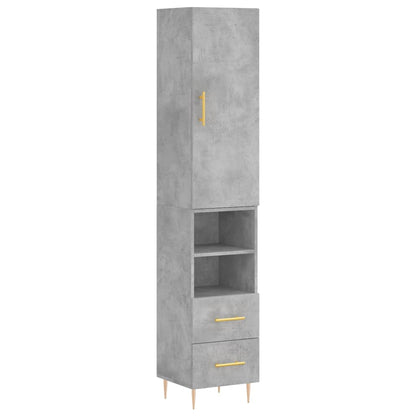 Hoge Kast 34,5X34X180 Cm Bewerkt Hout Betongrijs