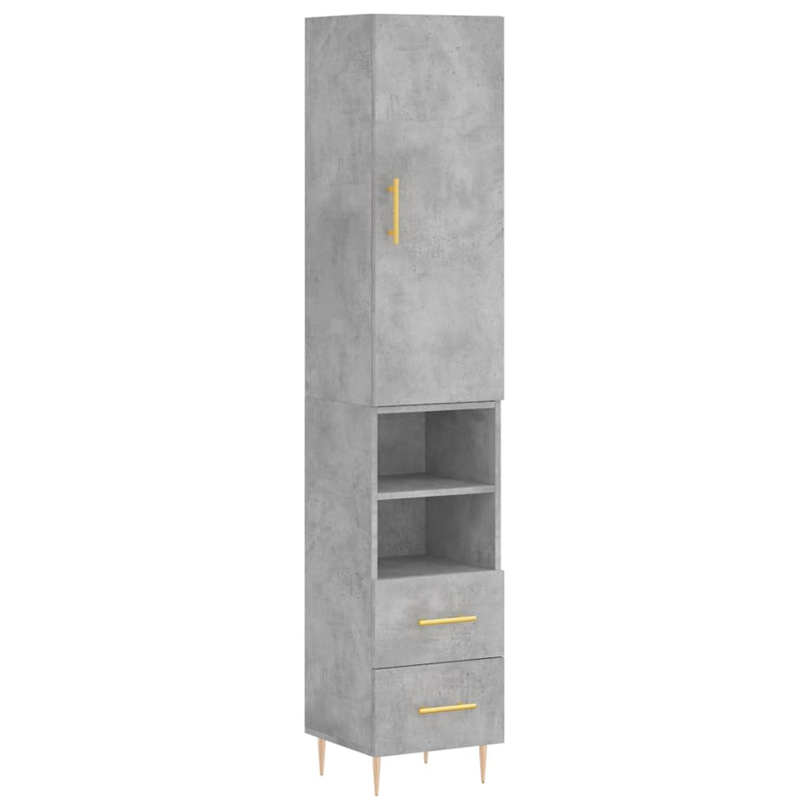 Hoge Kast 34,5X34X180 Cm Bewerkt Hout Betongrijs