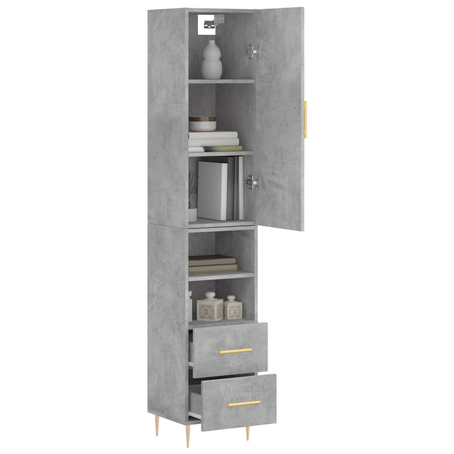 Hoge Kast 34,5X34X180 Cm Bewerkt Hout Betongrijs