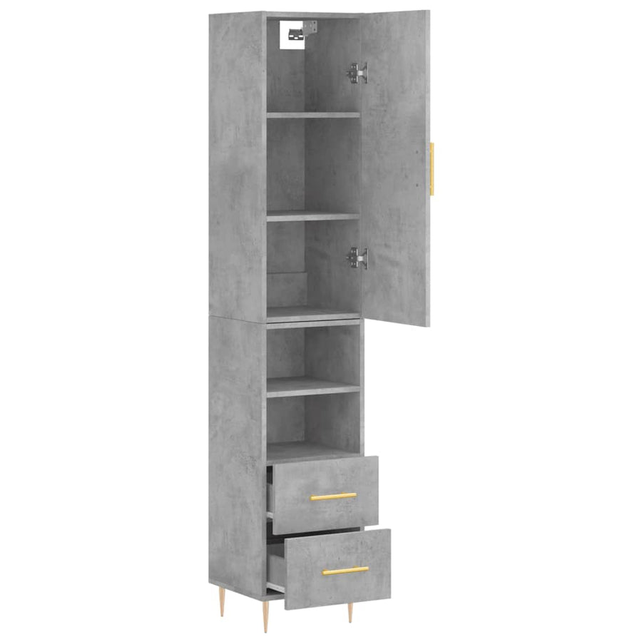 Hoge Kast 34,5X34X180 Cm Bewerkt Hout Betongrijs