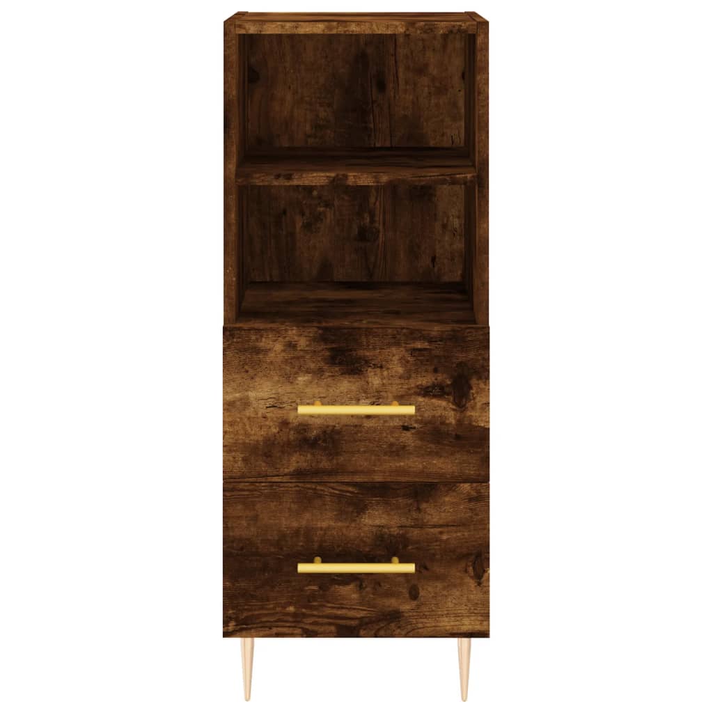 Hoge Kast 34,5X34X180 Cm Bewerkt Hout Gerookt Eikenkleurig
