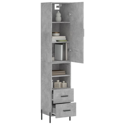 Hoge kast 34,5x34x180 cm bewerkt hout betongrijs
