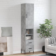 Hoge kast 34,5x34x180 cm bewerkt hout betongrijs