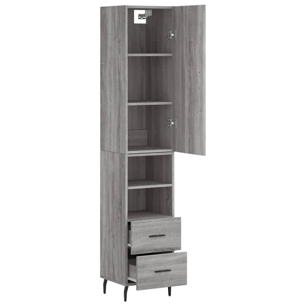 Hoge Kast 34,5X34X180 Cm Bewerkt Hout Grijs Sonoma Eikenkleurig