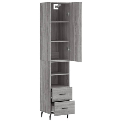 Hoge Kast 34,5X34X180 Cm Bewerkt Hout Grijs Sonoma Eikenkleurig