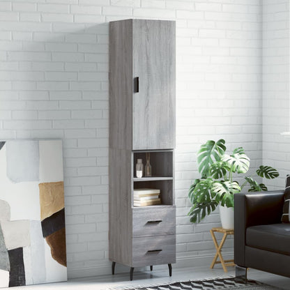 Hoge Kast 34,5X34X180 Cm Bewerkt Hout Grijs Sonoma Eikenkleurig