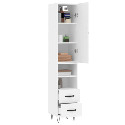 Hoge kast 34,5x34x180 cm bewerkt hout wit