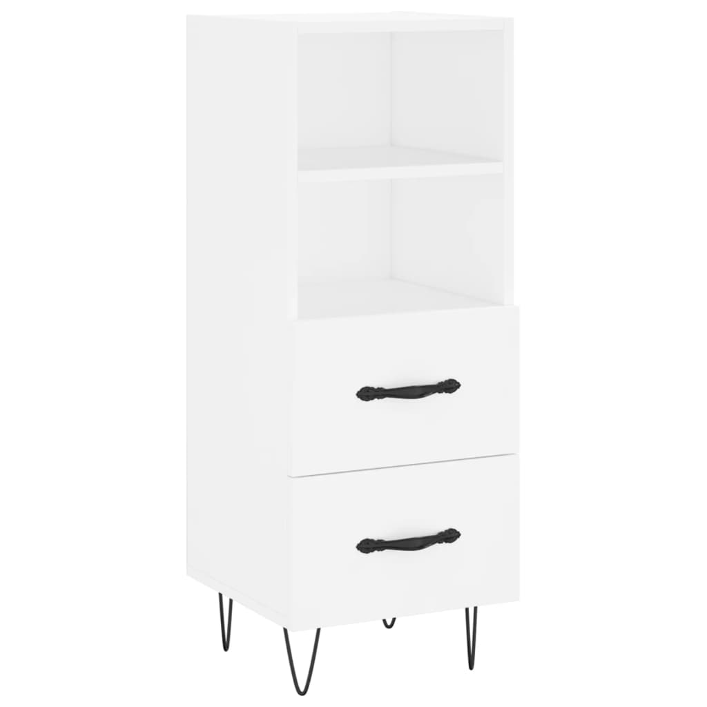 Hoge kast 34,5x34x180 cm bewerkt hout wit