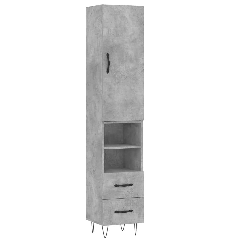Hoge Kast 34,5X34X180 Cm Bewerkt Hout Betongrijs