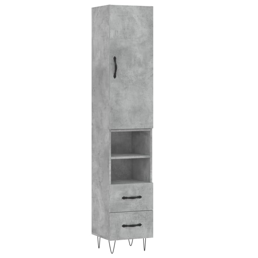 Hoge Kast 34,5X34X180 Cm Bewerkt Hout Betongrijs