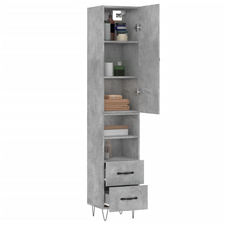 Hoge Kast 34,5X34X180 Cm Bewerkt Hout Betongrijs